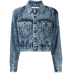 Alice + Olivia Chloe Studded Denim Jacket, size 4